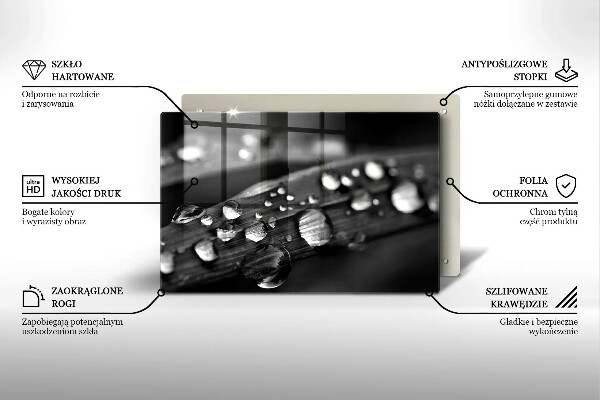 Üveg vágódeszka Harmatcseppek a leveleken