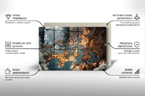 Üveg vágódeszka Arany sziklaszerkezet