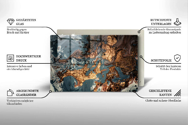 Üveg vágódeszka Arany sziklaszerkezet