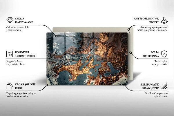 Üveg vágódeszka Arany sziklaszerkezet