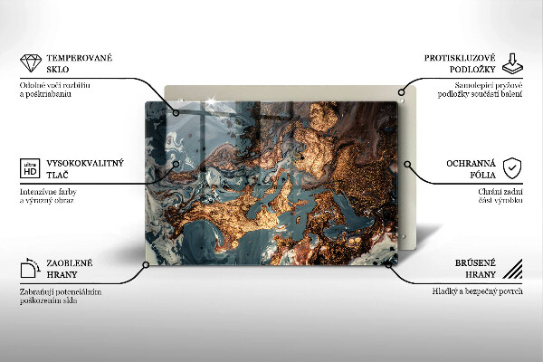 Üveg vágódeszka Arany sziklaszerkezet