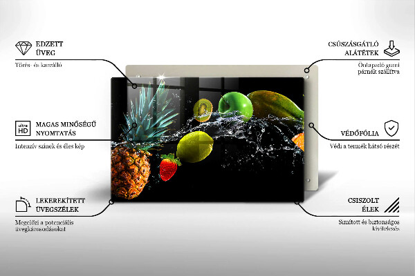 Üveg vágódeszka Gyümölcsök vízben