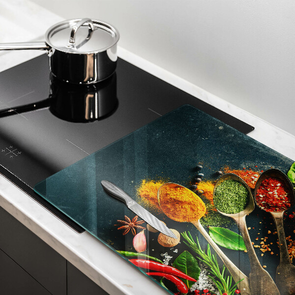 Üveg vágódeszka Konyhai fűszerek kanál