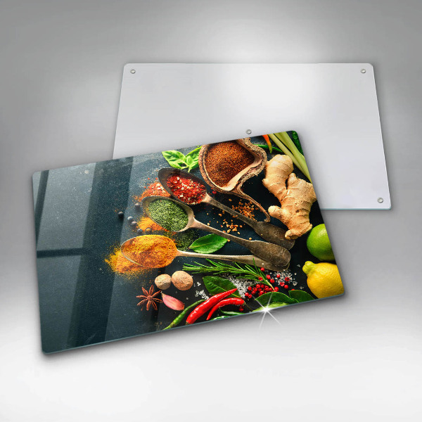 Üveg vágódeszka Konyhai fűszerek kanál