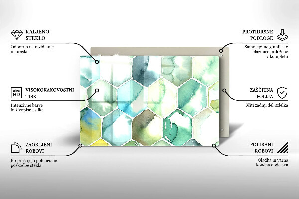 Üveg vágódeszka Akvarell hatszögek