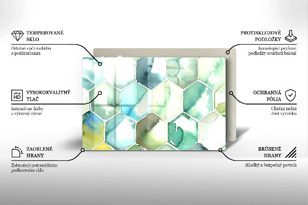 Üveg vágódeszka Akvarell hatszögek
