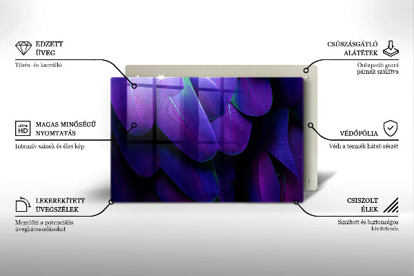 Üveg vágódeszka Neon tollak