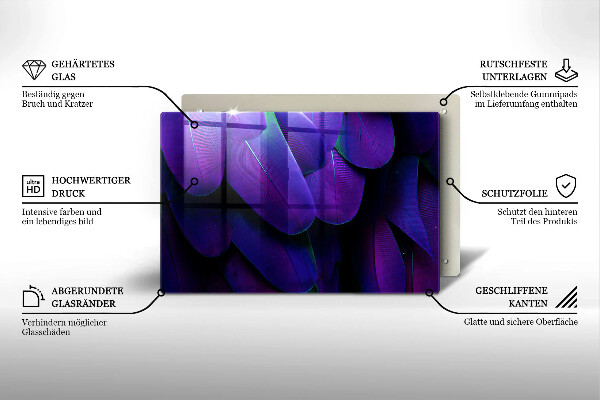 Üveg vágódeszka Neon tollak