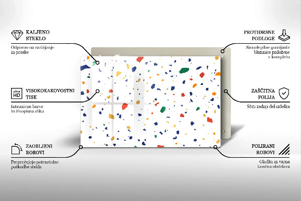 Üveg vágódeszka Színes kőedény