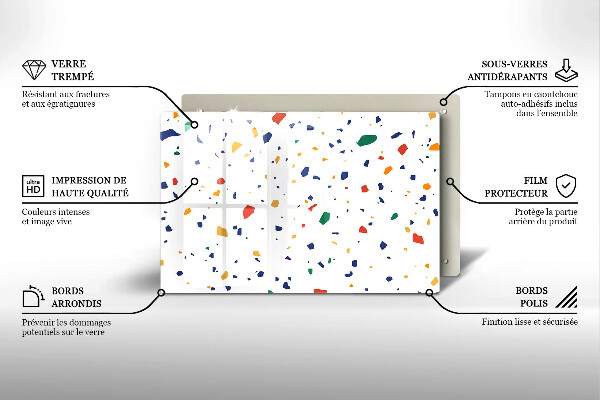 Üveg vágódeszka Színes kőedény