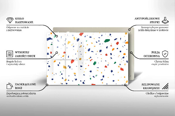 Üveg vágódeszka Színes kőedény