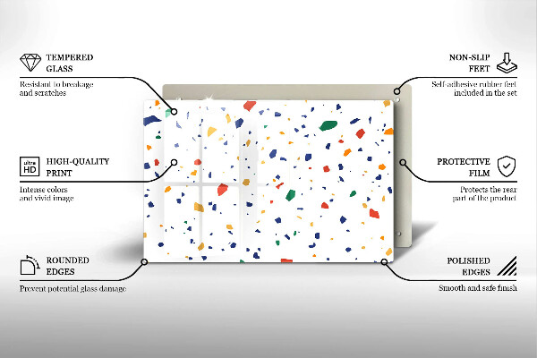 Üveg vágódeszka Színes kőedény