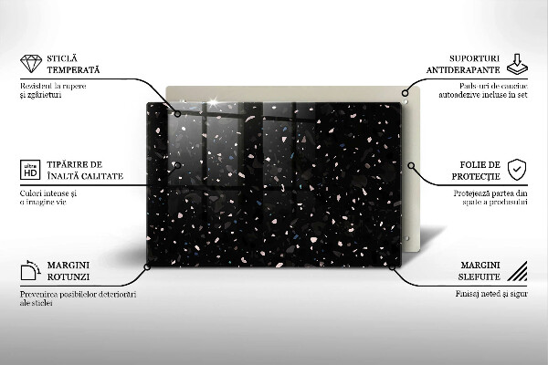 Üveg vágódeszka Sötét kőedény