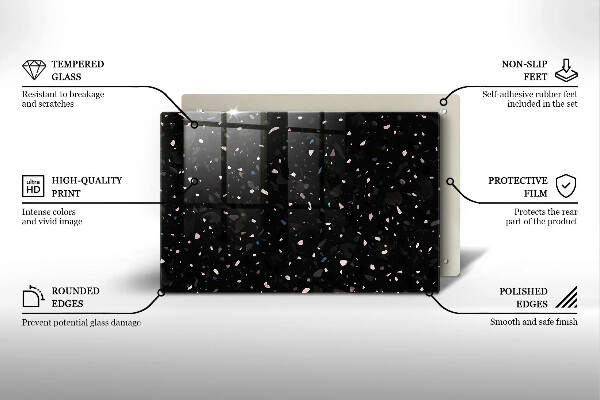 Üveg vágódeszka Sötét kőedény