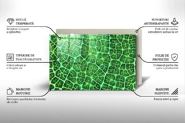 Üveg vágódeszka Levélszerkezet