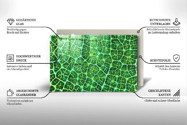 Üveg vágódeszka Levélszerkezet