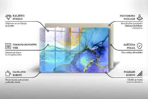 Üveg vágódeszka Repedt arany kő