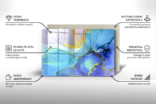Üveg vágódeszka Repedt arany kő