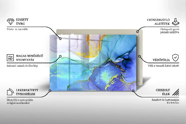Üveg vágódeszka Repedt arany kő