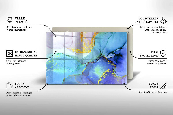 Üveg vágódeszka Repedt arany kő