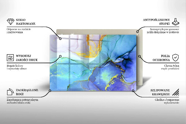 Üveg vágódeszka Repedt arany kő