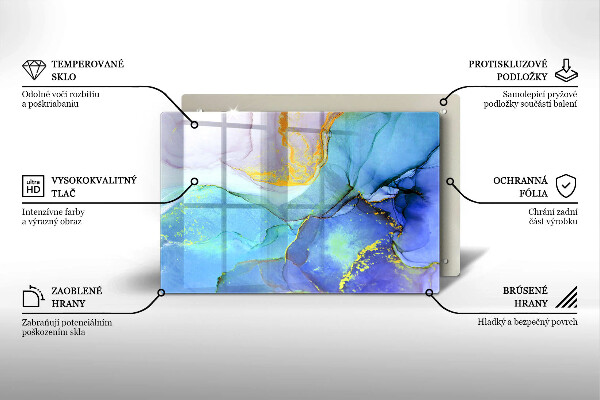 Üveg vágódeszka Repedt arany kő