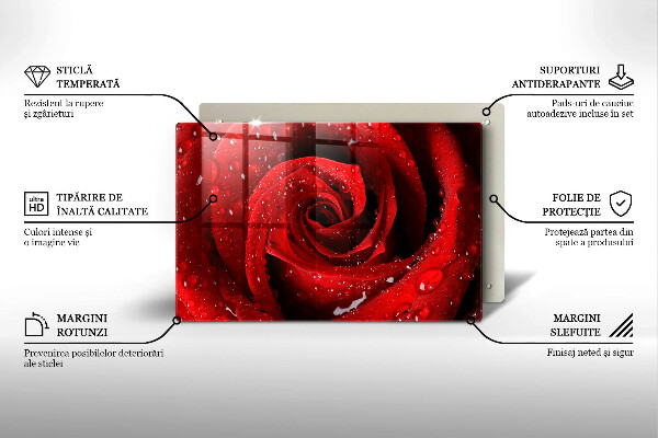 Üveg vágódeszka Rózsa virág szirmai