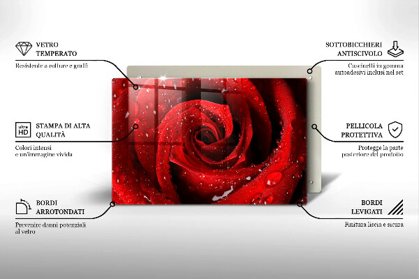 Üveg vágódeszka Rózsa virág szirmai