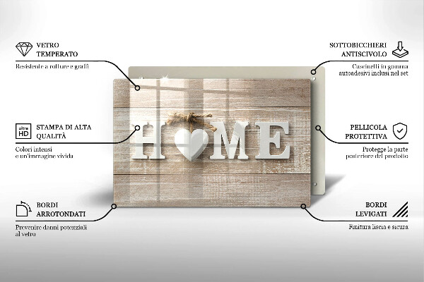 Üveg vágódeszka Home