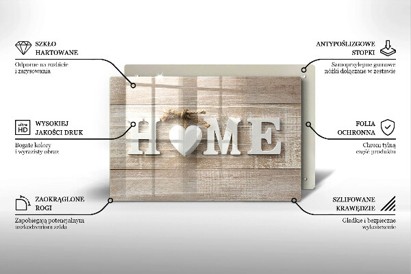 Üveg vágódeszka Home