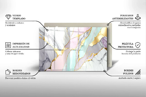 Üveg vágódeszka Pasztell márvány