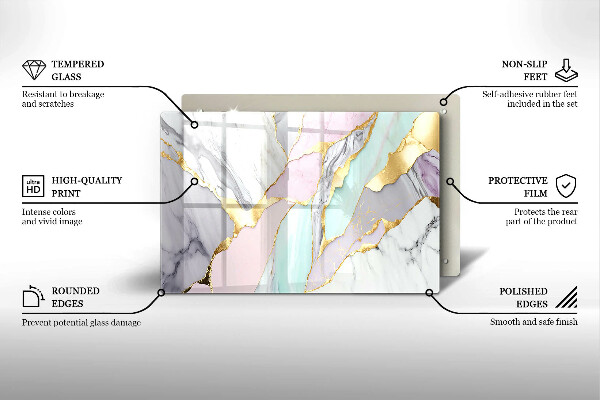 Üveg vágódeszka Pasztell márvány