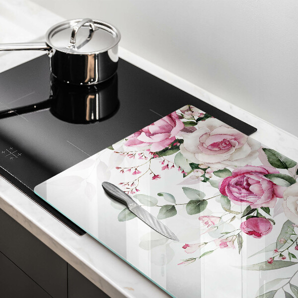 Üveg vágódeszka Akvarell rózsák