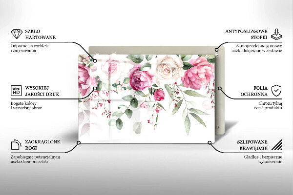 Üveg vágódeszka Akvarell rózsák