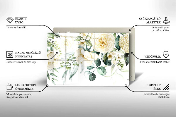 Üveg vágódeszka Akvarell virágok