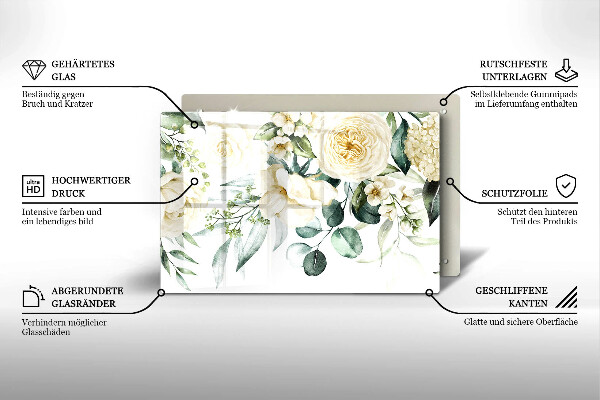 Üveg vágódeszka Akvarell virágok