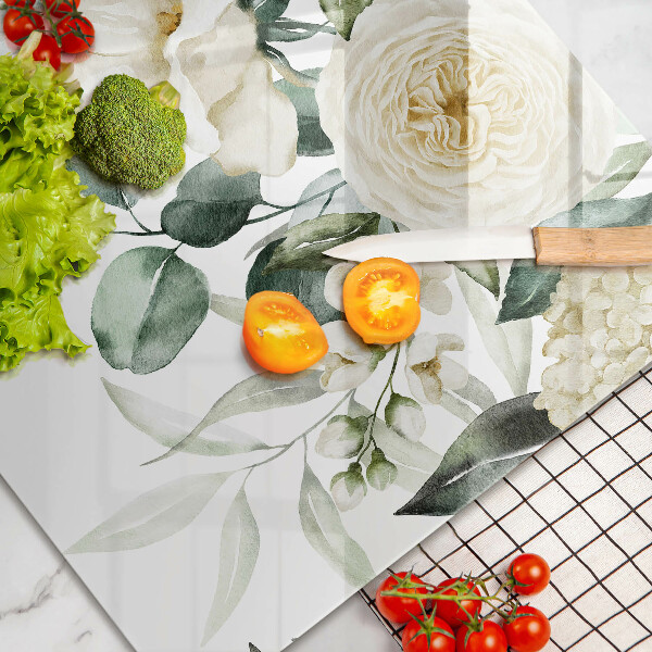 Üveg vágódeszka Akvarell virágok