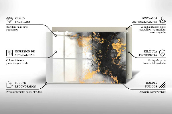 Üveg vágódeszka Absztrakció arannyal