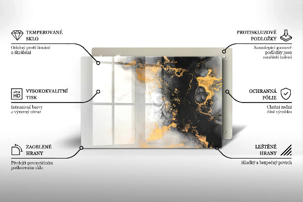 Üveg vágódeszka Absztrakció arannyal