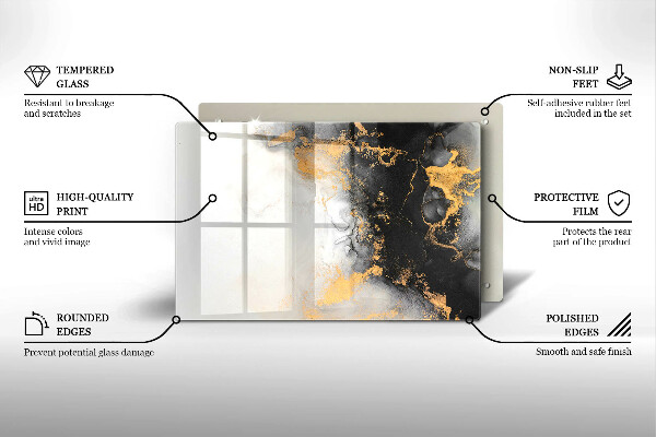 Üveg vágódeszka Absztrakció arannyal
