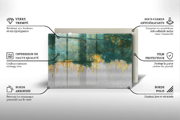 Üveg vágódeszka Absztrakció arannyal