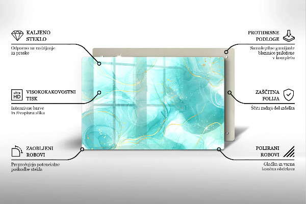 Üveg vágódeszka Kék és arany absztrakció