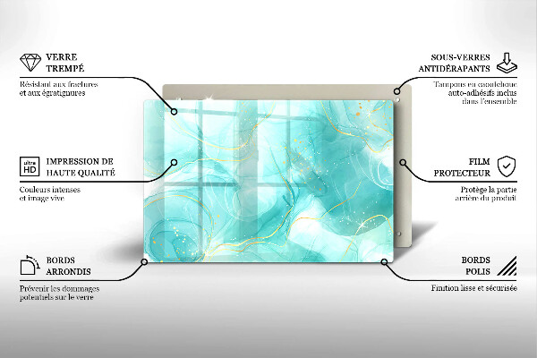 Üveg vágódeszka Kék és arany absztrakció