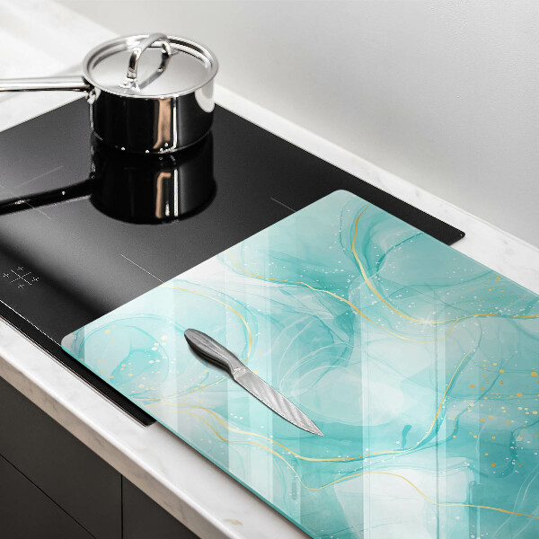 Üveg vágódeszka Kék és arany absztrakció