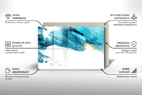 Üveg vágódeszka Kék foltok