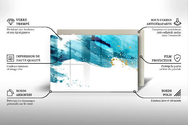 Üveg vágódeszka Kék foltok