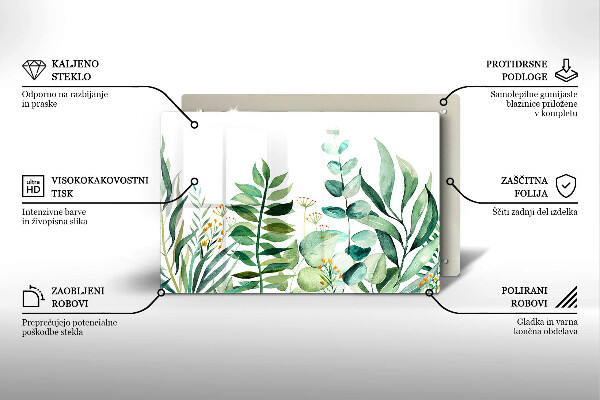 Üveg vágódeszka Növény levelek illusztráció