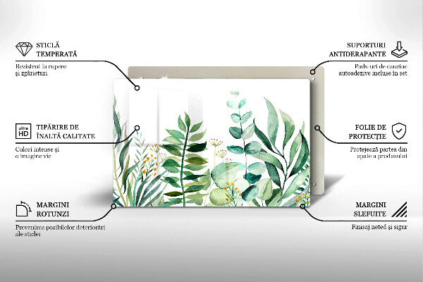 Üveg vágódeszka Növény levelek illusztráció