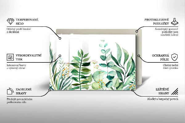 Üveg vágódeszka Növény levelek illusztráció