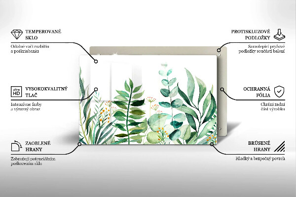 Üveg vágódeszka Növény levelek illusztráció